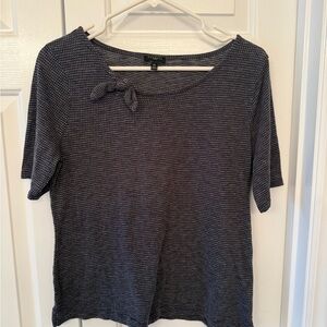 Talbots Navy and White Short Sleeve Top
